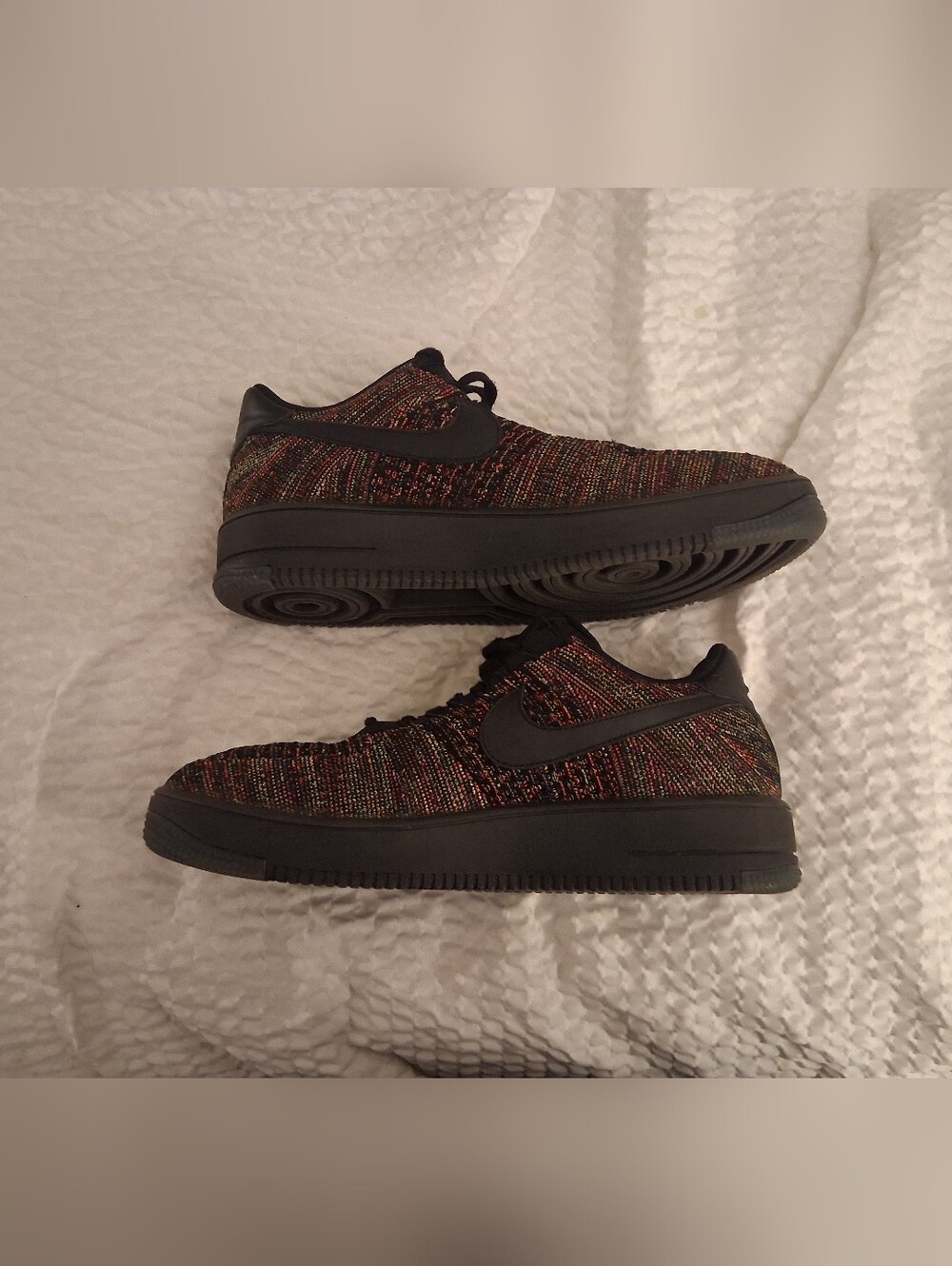 Nike Air Force One Flynit Multicolor Flyknit Sneakers with Black Accents - Picture 3 of 7